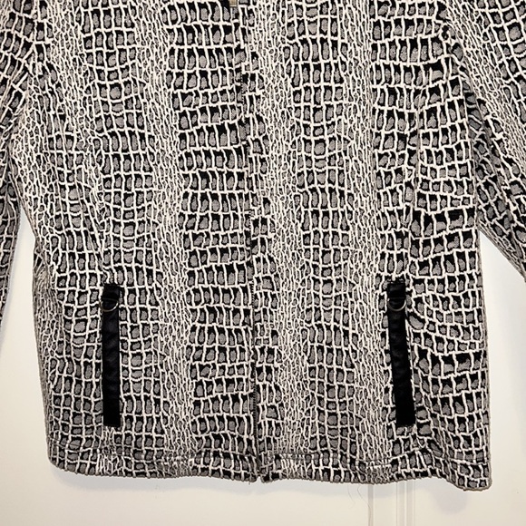 Erin London Retro Black and White Python Print 3/4 Sleeve Jacket Women’s P/L - Picture 4 of 9